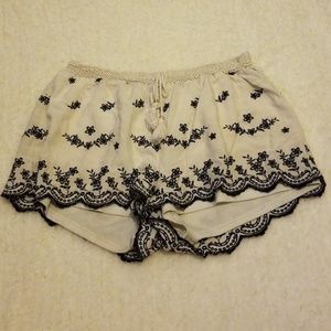 Navy and White Lace Shorts